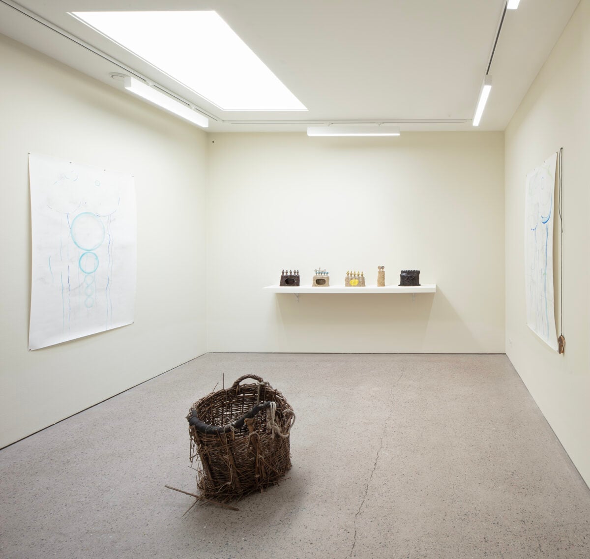 Installation view of the exhibition ‘Róza El-Hassan: The non-violent revolution is feasible’.
